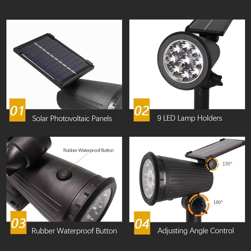Projecteurs solaires à 9 LED