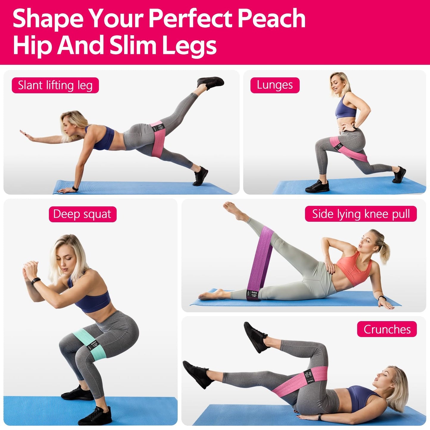 Lianjindun 5 Pcs Professional Resistance Bands. Latex-Free, Pilates Band, Work Out Bands, Stretch Bands for Working Out Women or Men, Exercise Bands Set for Pilates, Physical Therapy, Yoga
