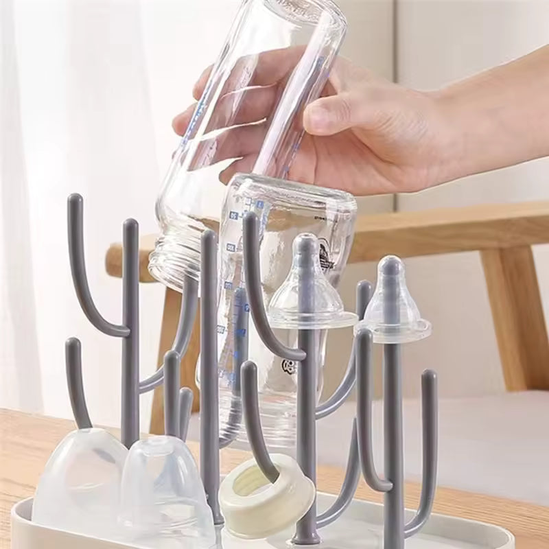 Support de séchage de comptoir de biberon, gobelets détachables pour tout-petits, support de sèche-vaisselle pour nourrissons avec plateau égouttoir, accessoires pour bébé